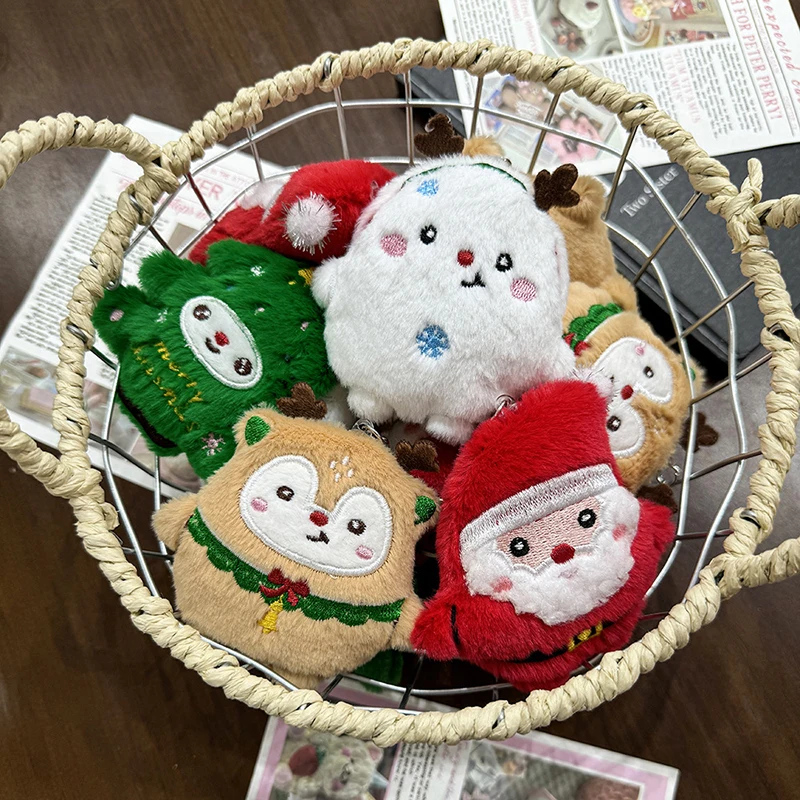 LLavero de muñeco de nieve de Papá Noel de felpa de dibujos animados, decoraciones colgantes para bolso, llaveros de coche, accesorios, regalos de Navidad para amigos