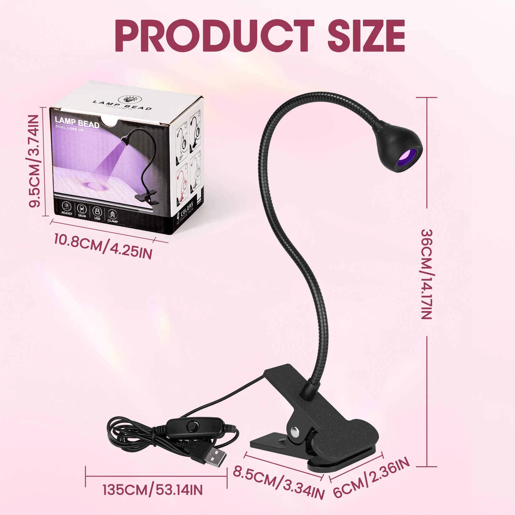 Lampe de polymérisation des ongles en Gel UV 5W, lumière UV LED avec Clip et Tube Flexible, sèche-ongles pour vernis Gel