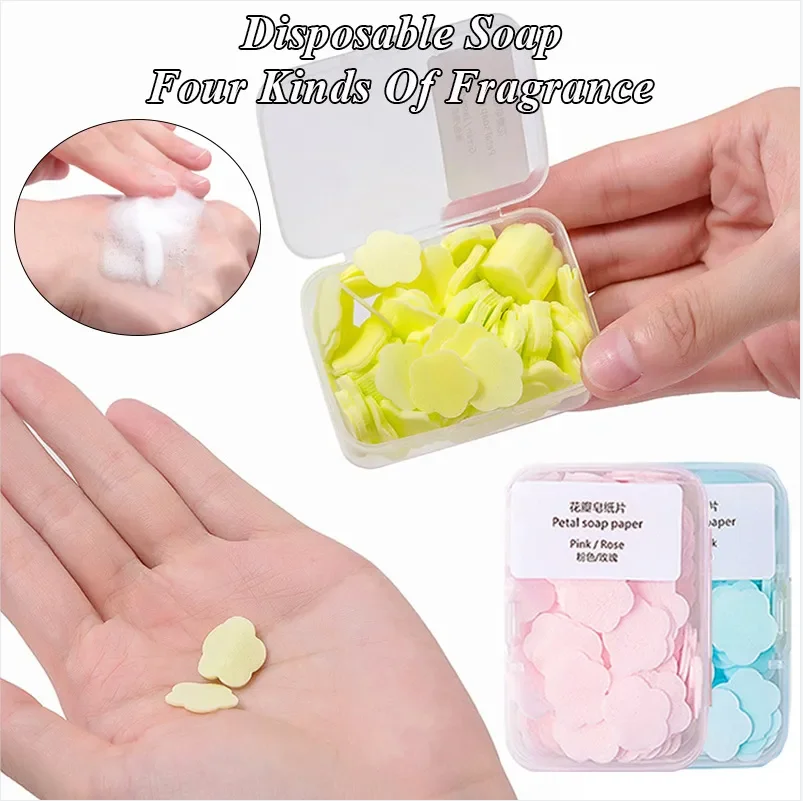 100/1000PCS Portable Papers Soap Flowers Shape Disposable Soap Sheets for Washing Hands Bath Kitchen Outdoor Travel Camping