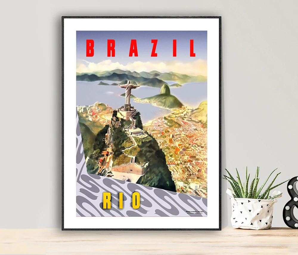 Brazil Rio Vintage Travel Poster - Poster Paper or Canvas Print / Gift Idea / Wall Decor