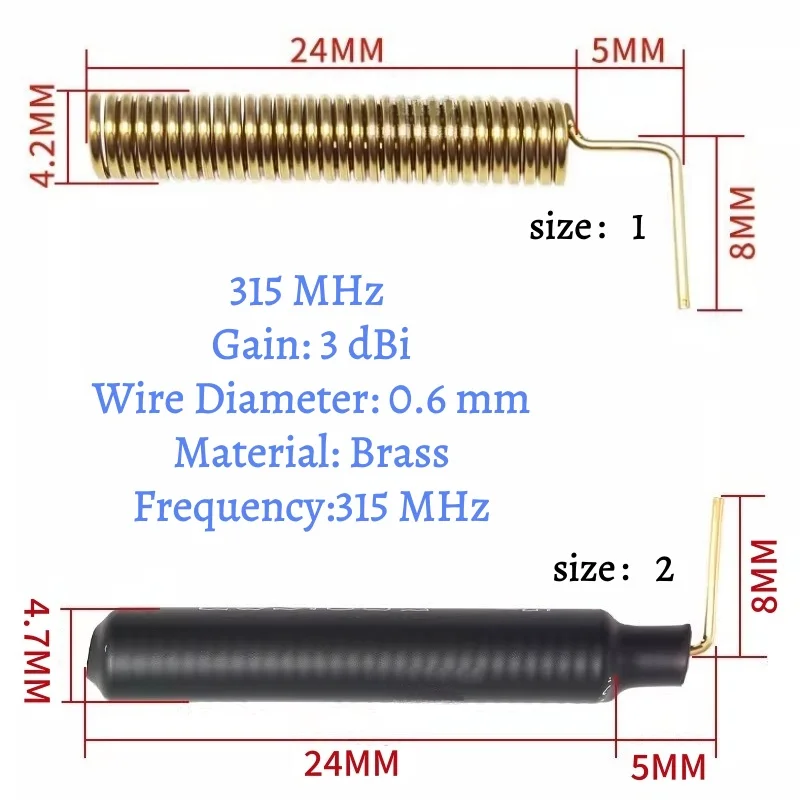 10PCS 315 470 433 MHz Built-in Spring Antenna High Gain Helical Coil 2G WiFi GSM 3G NB-IoT Bluetooth 4G 3DBI