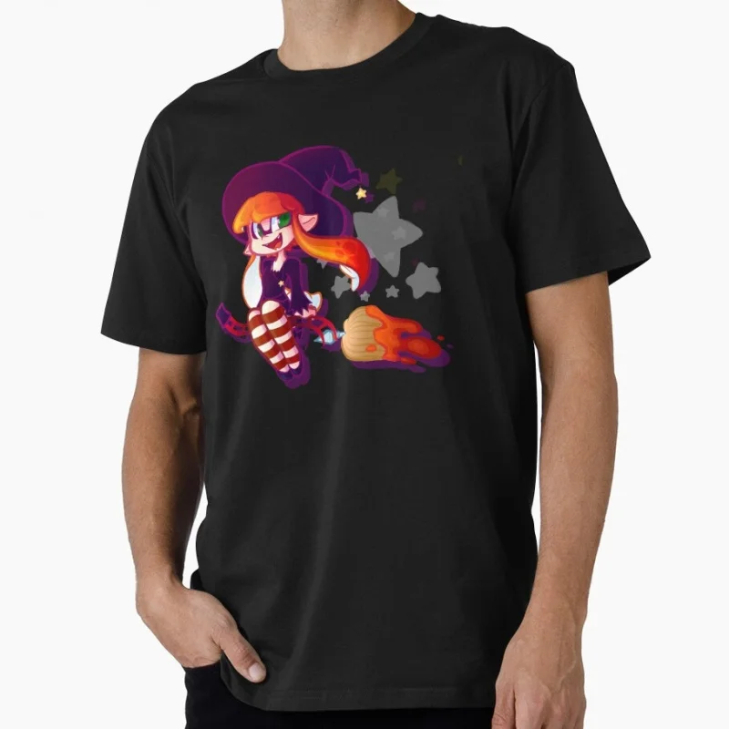 

Witchling Cartoon Video game Splatoon Gift T-Shirt for gamer 100% Cotton y2k clothing Short-Sleeve Tee All Size Tops
