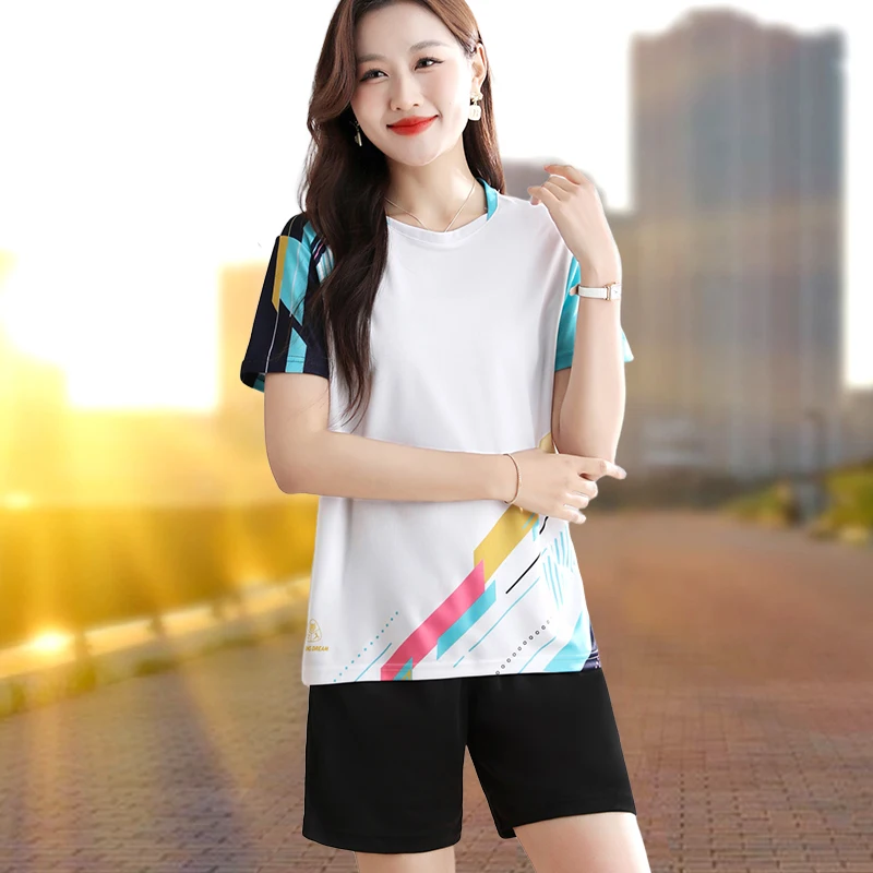 

Женский спортивный комплект Qui Dry, новинка 2023 года, лето ort Sve orts, свободная повседневная спортивная одежда для бега больших размеров