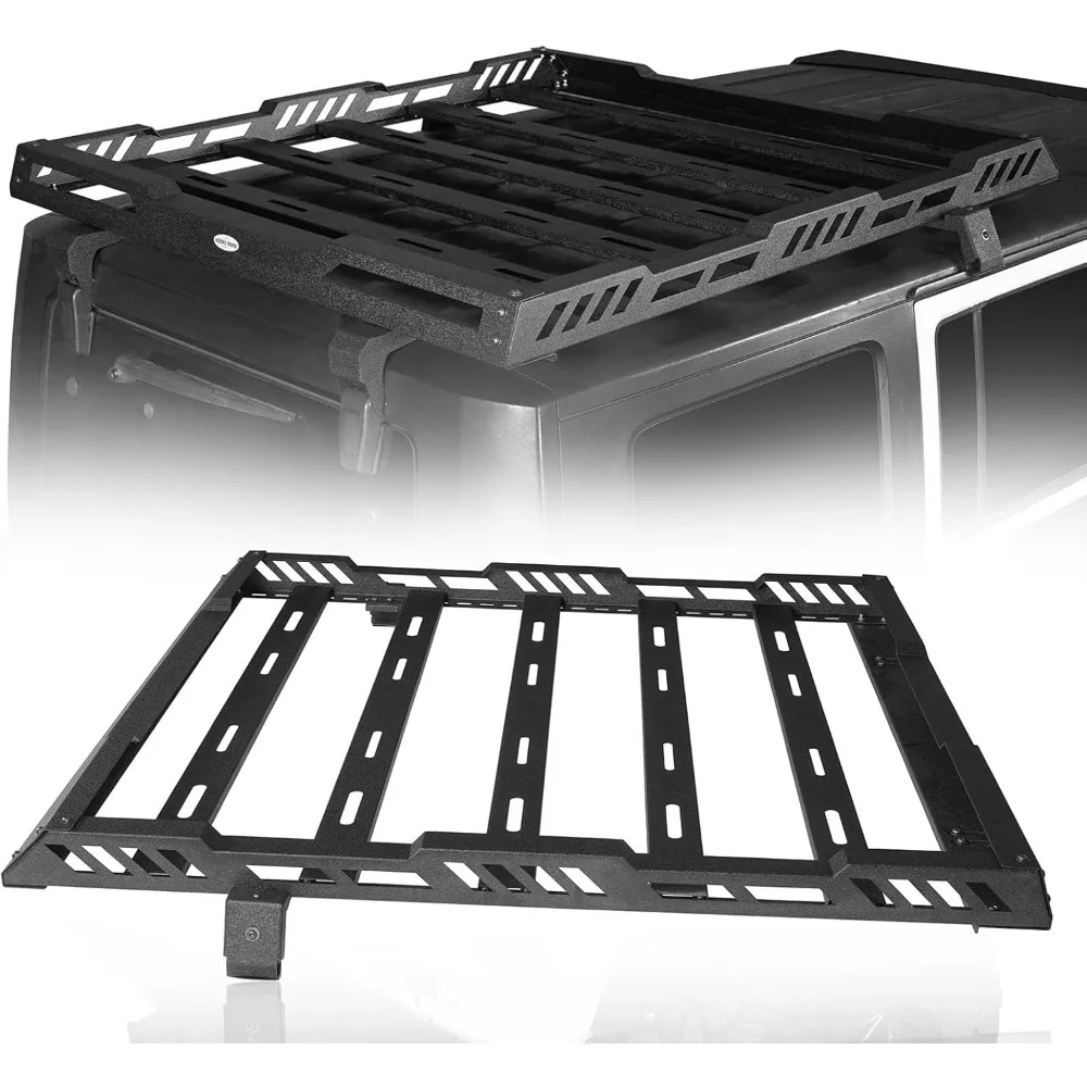 

Wrangler JK Roof Rack Cargo Basket for 2007-2018 Jeep Wrangler JK Unlimited 4-Door Hardtop Heavy Duty Steel Rooftop Luggage Rac