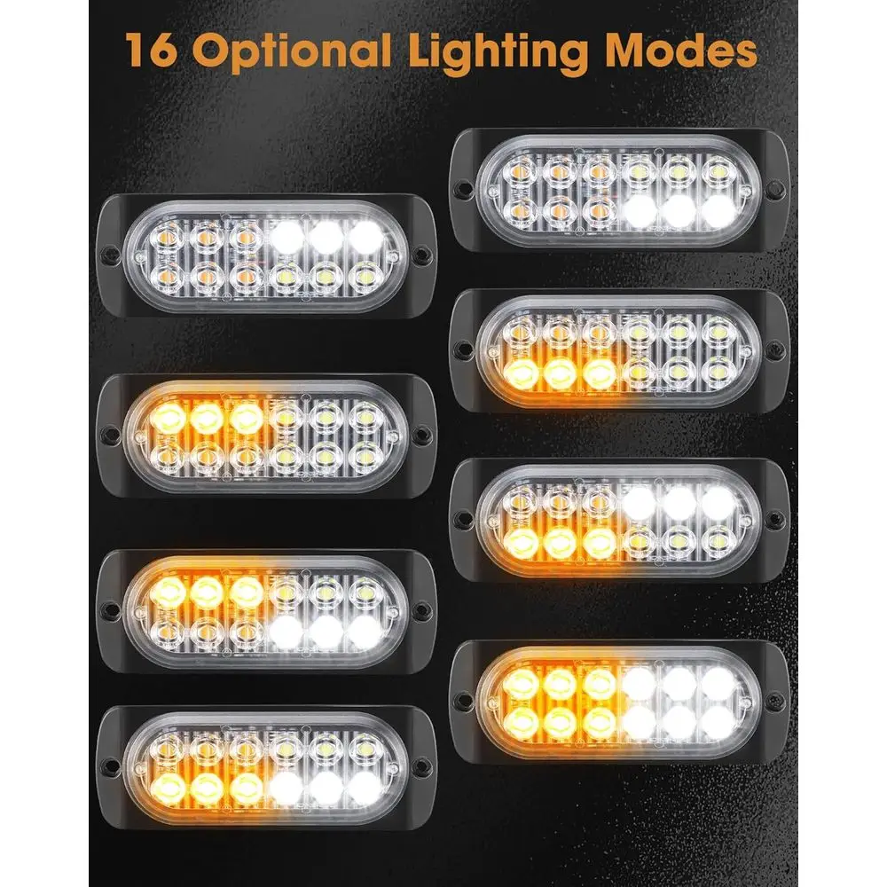 12–24 V LED-Blitzlichter für Abschleppwagen und Baufahrzeuge – bernsteinfarbene und weiße Sicherheitswarnleuchten