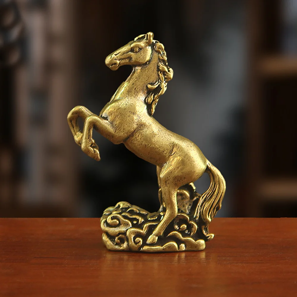 Vintage Messing-Pferdefigur auf Glückswolken, Glücksbringer für Erfolg, Feng-Shui-Heimdekoration, Sammlerstücke, Einweihungsgeschenk – Detail 3