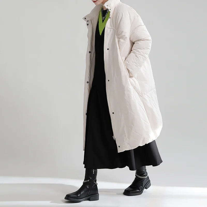 Cotton Women's Winter Fashion Temperament Thickened Long Cotton Jacket Loose Versatile Single-breasted Jacket Winter Coat Women