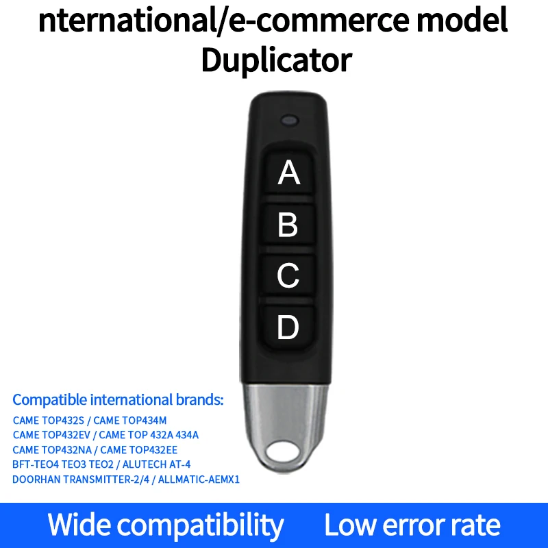 Universal 433 Mhz Garage Door Remote Control Duplicator Copying 4 Buttons Remote Control for Security