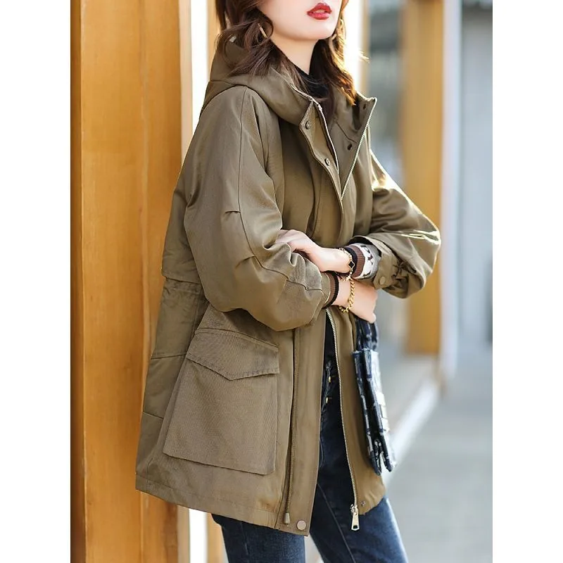 

Autumn Winter Hooded Zipper Women Coats Jackets Full Sleeve Thick Warm Streetwear Elegant Jacket Leisure Women Coat