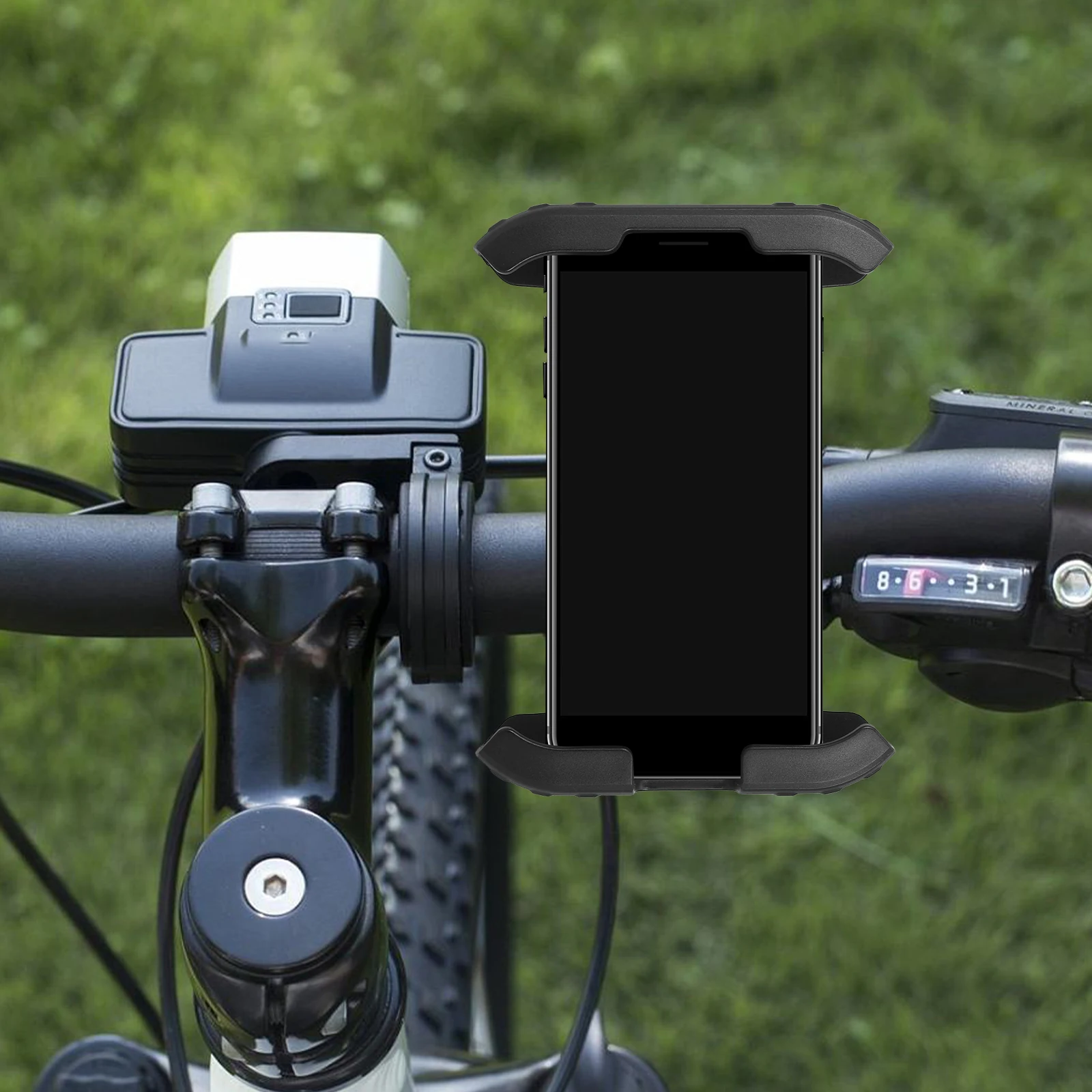 

Shockproof Phone Holder Motorcycle Mount Bike Rack Smartphone Black Compatible Devices Elastic Material Corner Fixation Smooth