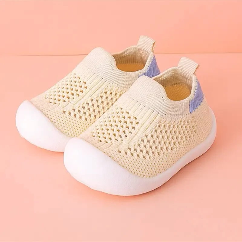 New Summer Yellow Breathable Mesh Anti-slip Shallow Mouth Anti-slip Walking Shoes for Boys and Girls Children's Indoor Shoes