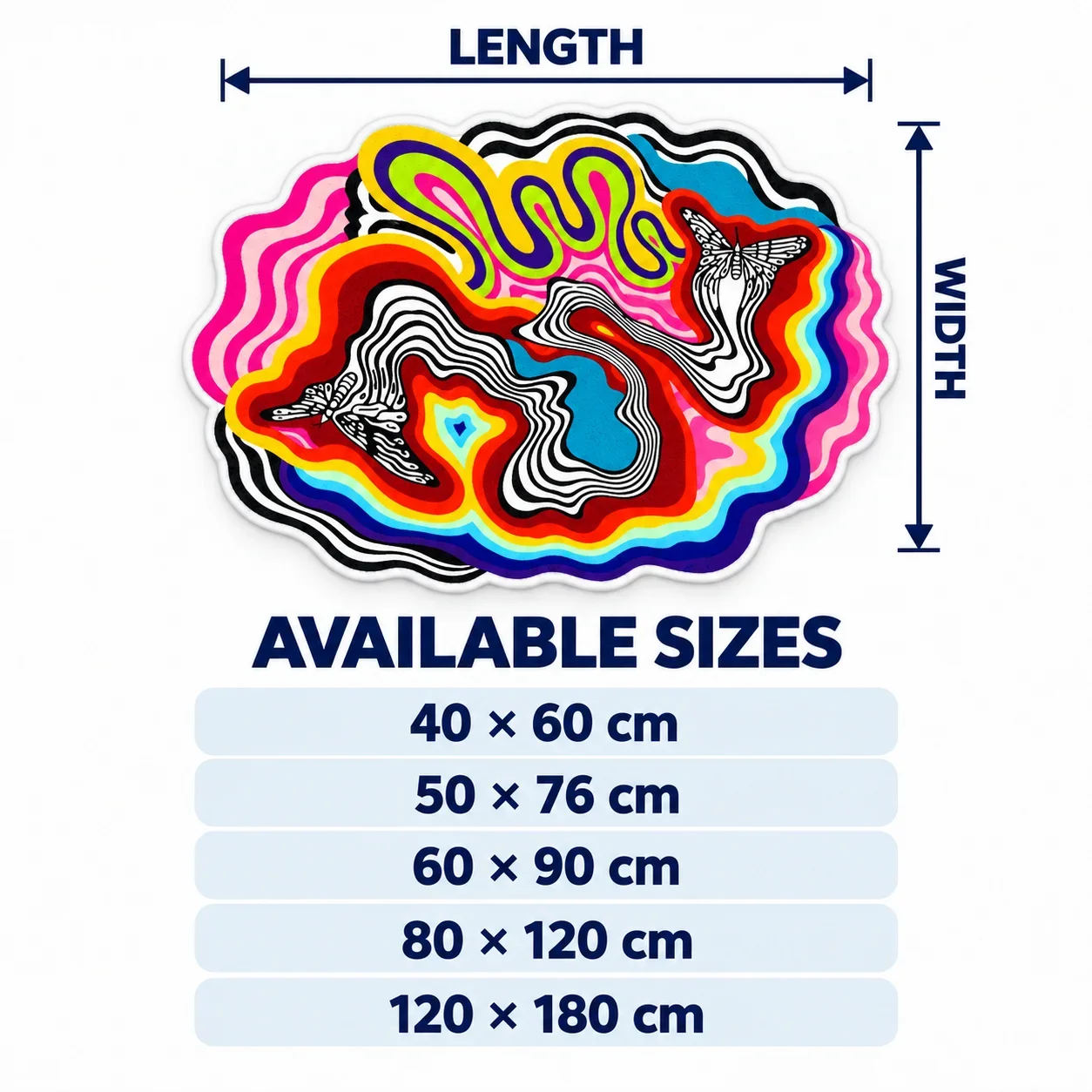 Contour Map Abstract Shaped Area Rug, Colorful Wavy Art Floor Mat for Bedroom Living Room Studio, Creative Home Decor Gift