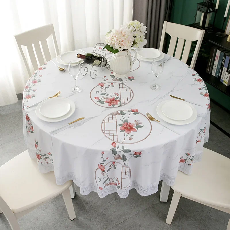 

Round Table Tablecloth PVC Waterproof Cloth Tablecloth Oilproof Anti-scalding Dining Table Cover Wedding Coffee Fabric Mat