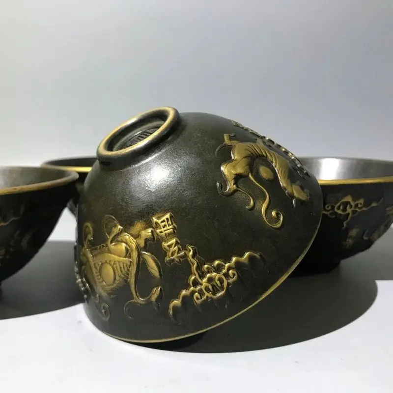 Directly supplied by the manufacturer: Pure copper four mythical beast water cups, holy water cups, copper cups, copper bowls, d