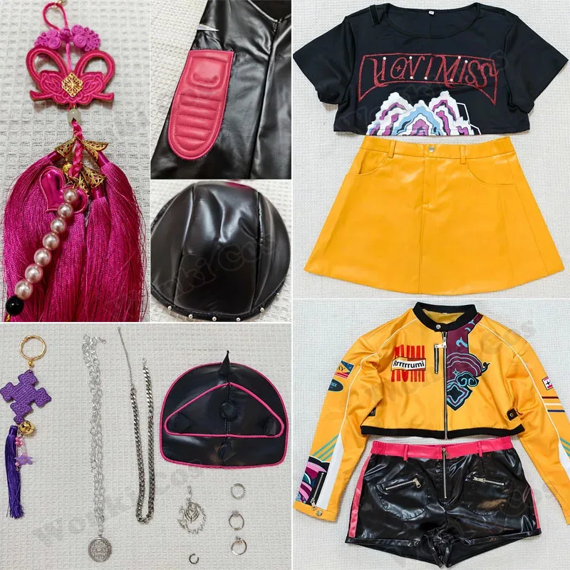 

CyDemon Hunters Cosplay Costume Kpop Idol Rumi Zoey Mira Cosplay Wig Hair Costumes Women Stage Performace Halloween Outfits