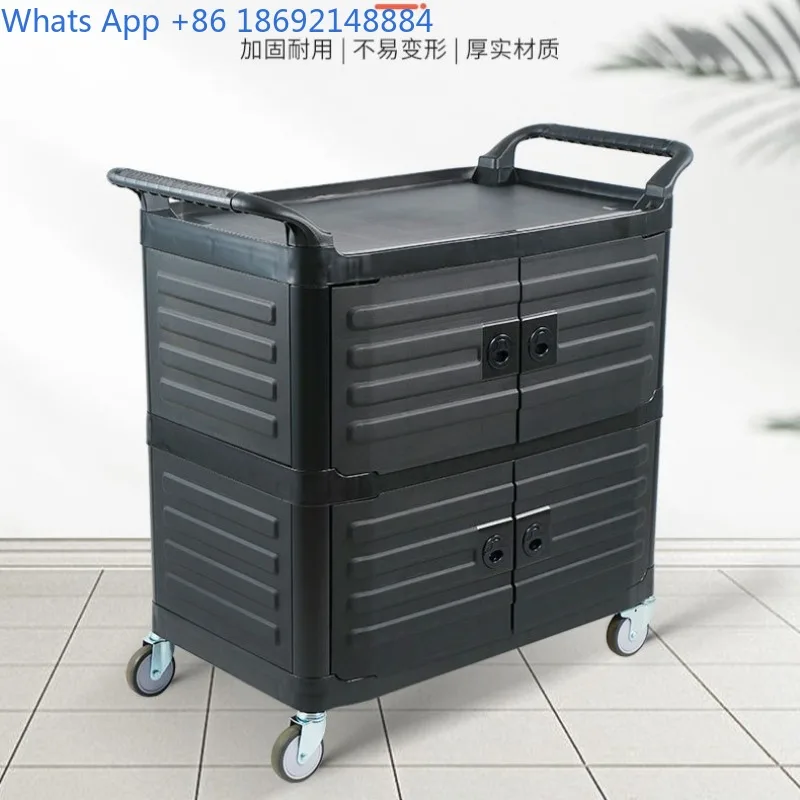 Hotel Restaurant Food Delivery Cart with Door Insulated Enclosed Food Cart Multifunctional Plastic Food Delivery Cart