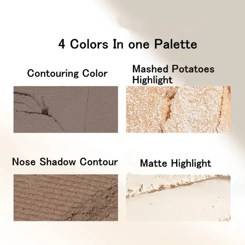 VEECCI Paleta de maquiagem para contorno facial, iluminador de longa duração, pó fosco, sombra para os olhos do nariz, cosméticos