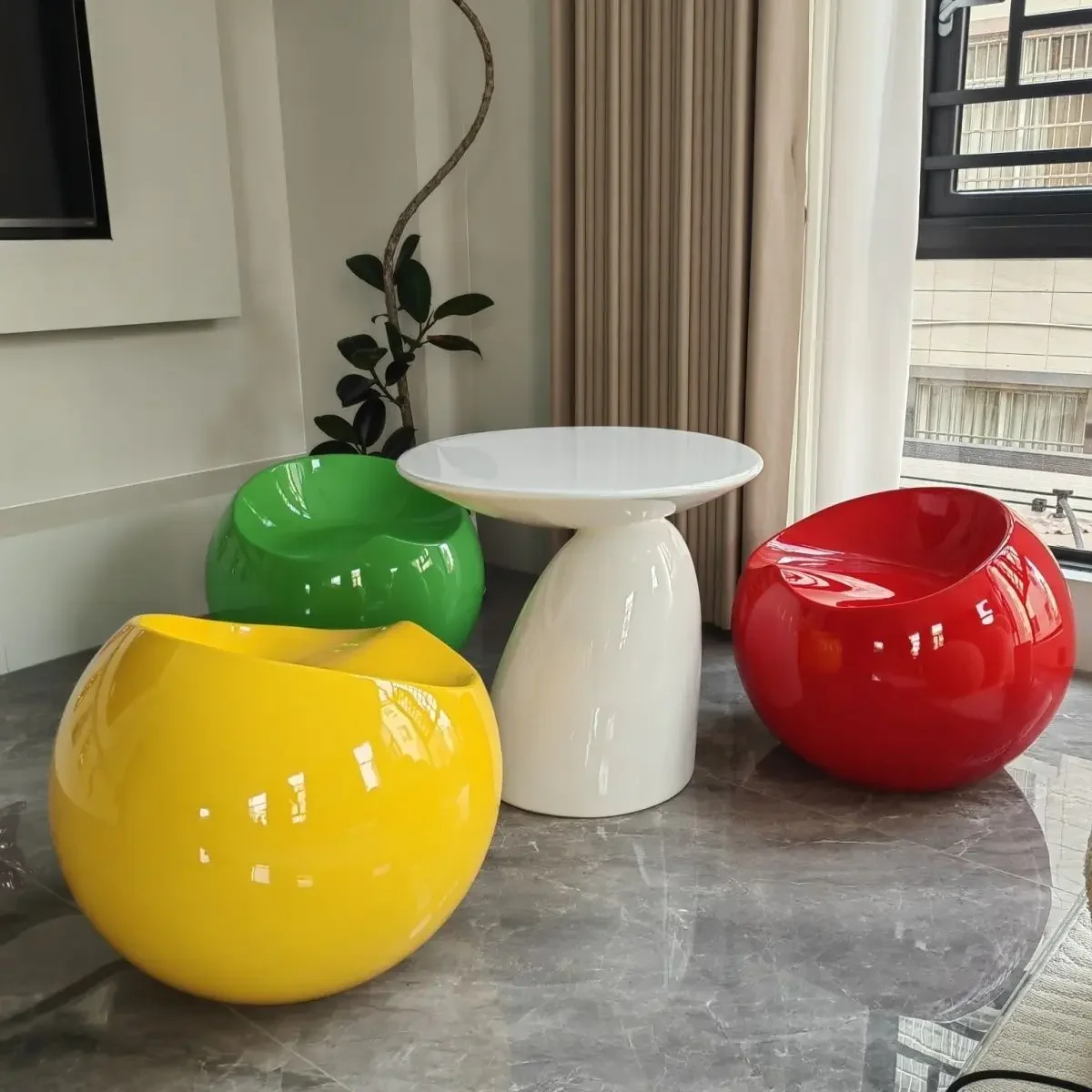 Creative Shoe-changing Stool for Living Room, Fashionable Fiberglass Apple Stool, Simple Art Special-shaped Low Stool