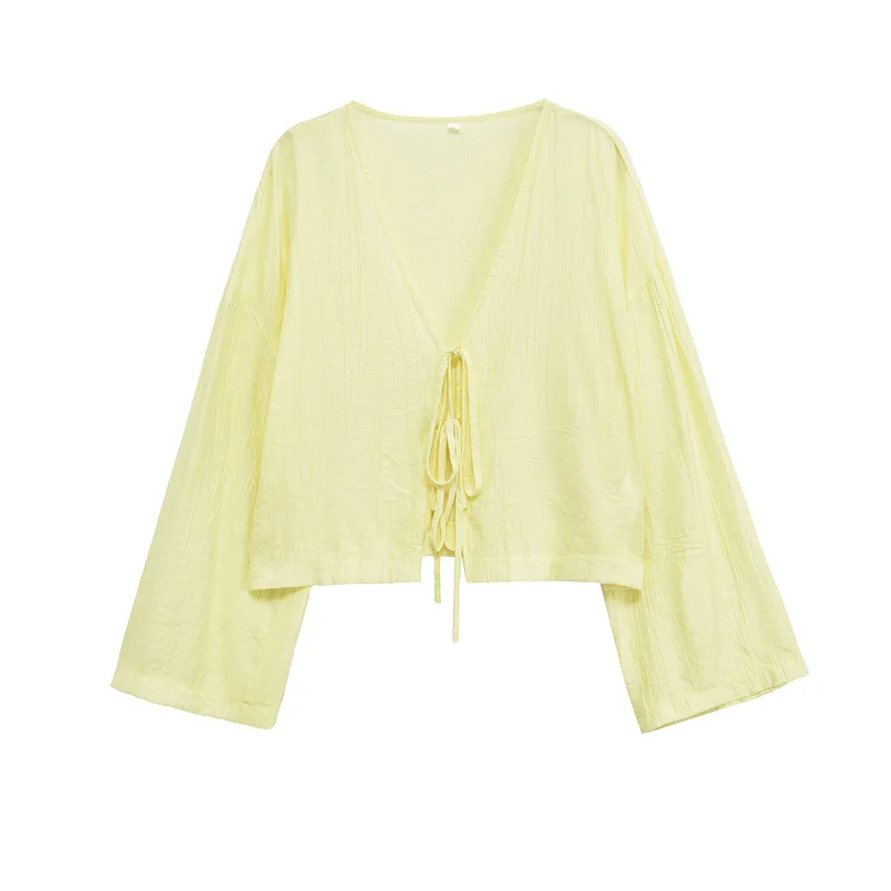 

Fashionable and Elegant Women's Versatile Pleated Effect Drop Shoulder Long Sleeve Shirt