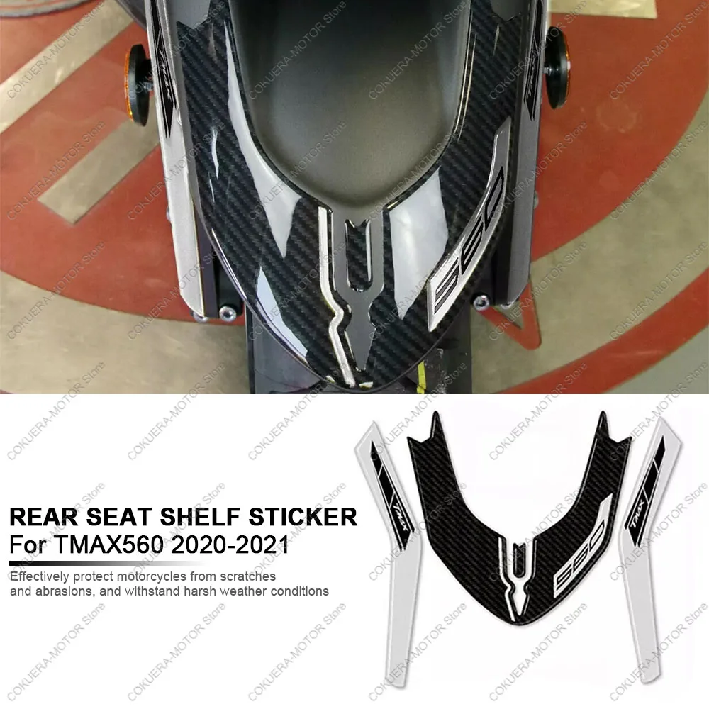 

Rear Seat Shelf Stickers For Yamaha TMAX 560 2020 2021 Motorcycle Accessories 3D Epoxy Resin Protection Sticker