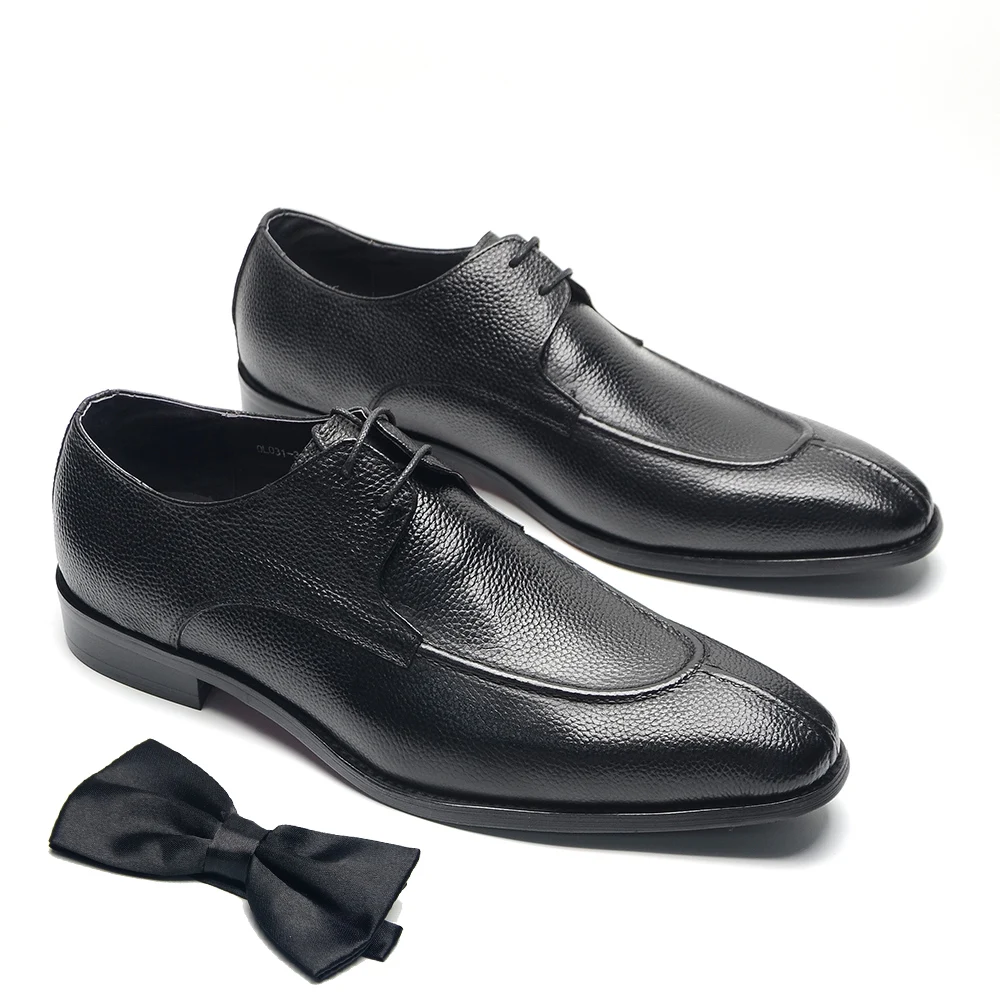 Italian Classic Black Dress Shoes Perfect Genuine Full Grain Cow Leather Lace Office Business Elegant Man Social Derby Shoe Male