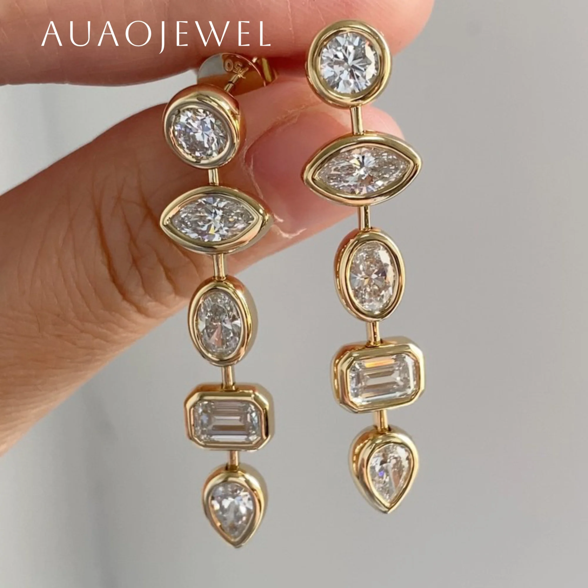 

AUAOJEWEL Fashion Earrings Round Marquise Oval Pear Shape Moissanite Earring Luxury Designer 14K 18K 9K 10K Jewelry For Women