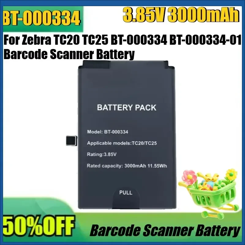 New BT-000334 3.85V 3000mAh Barcode Scanner Battery for Zebra TC20 TC25 BT-000334 BT-000334-01 Barcode Scanner Battery