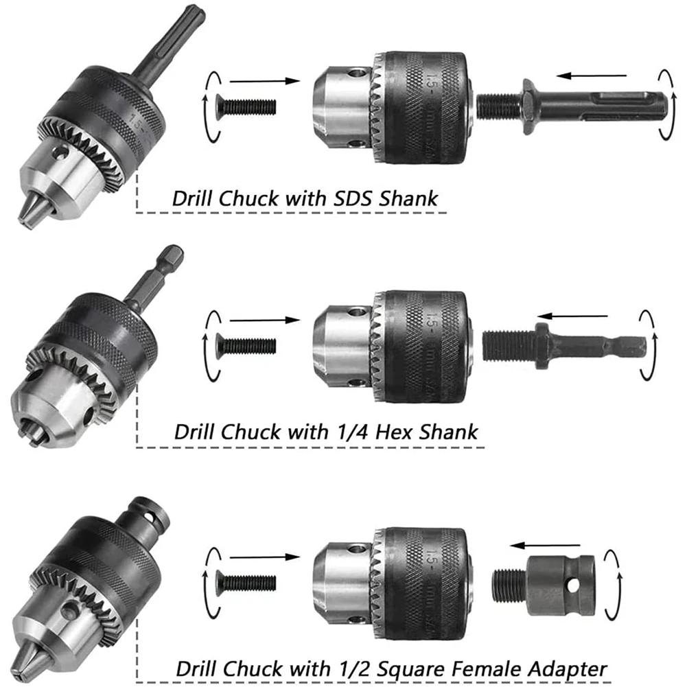 

A76K 1.5-13Mm Drill Chuck 1/2-20 UNF With SDS Plus Adapter And Collet Key Drill Chuck For Drilling Electric Drill Conversion