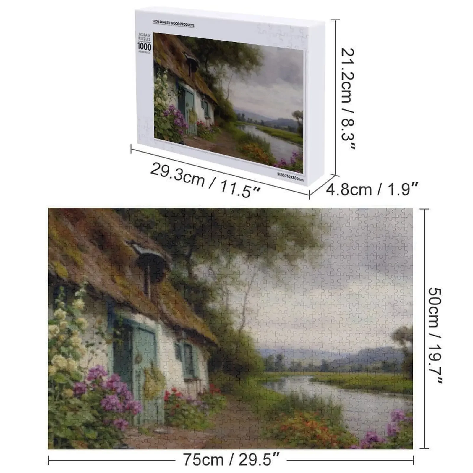 A Riverside Cottage - 루이스 애스턴 나이트 리버사이드 코티지 아트웍 직소 퍼즐 직소 맞춤형 게임 어린이 퍼즐