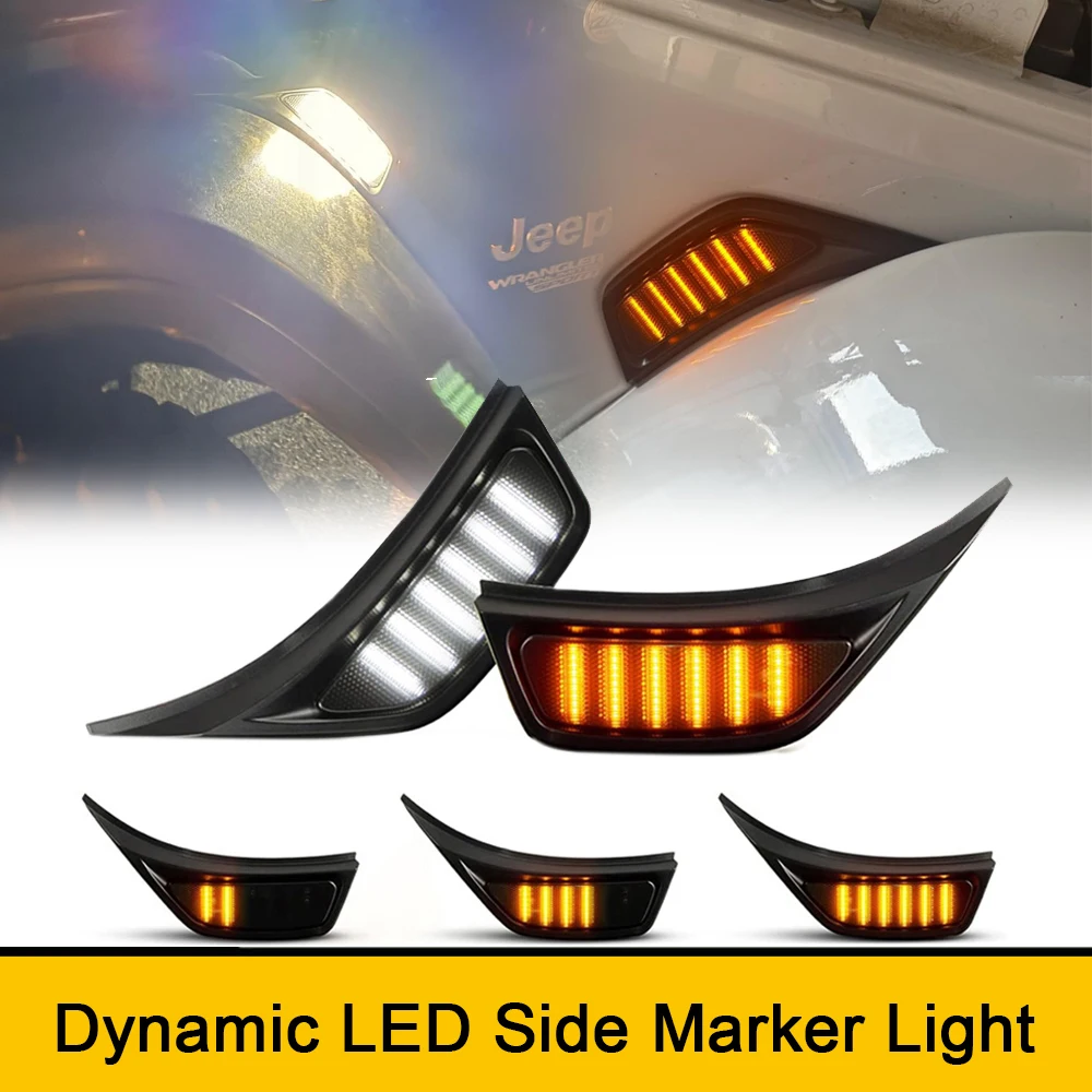 

For Jeep Gladiator JT Truck Wrangler JL JLU Sport Rubicon Sahara Front LED Side Marker Turn Signal Lights Canbus Blinker Parking