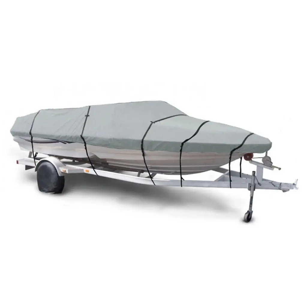 Adjustable Polyester Boat Cover Waterproof Anti Storage Accessory for Fishing and Ski Boats Trailerable Use