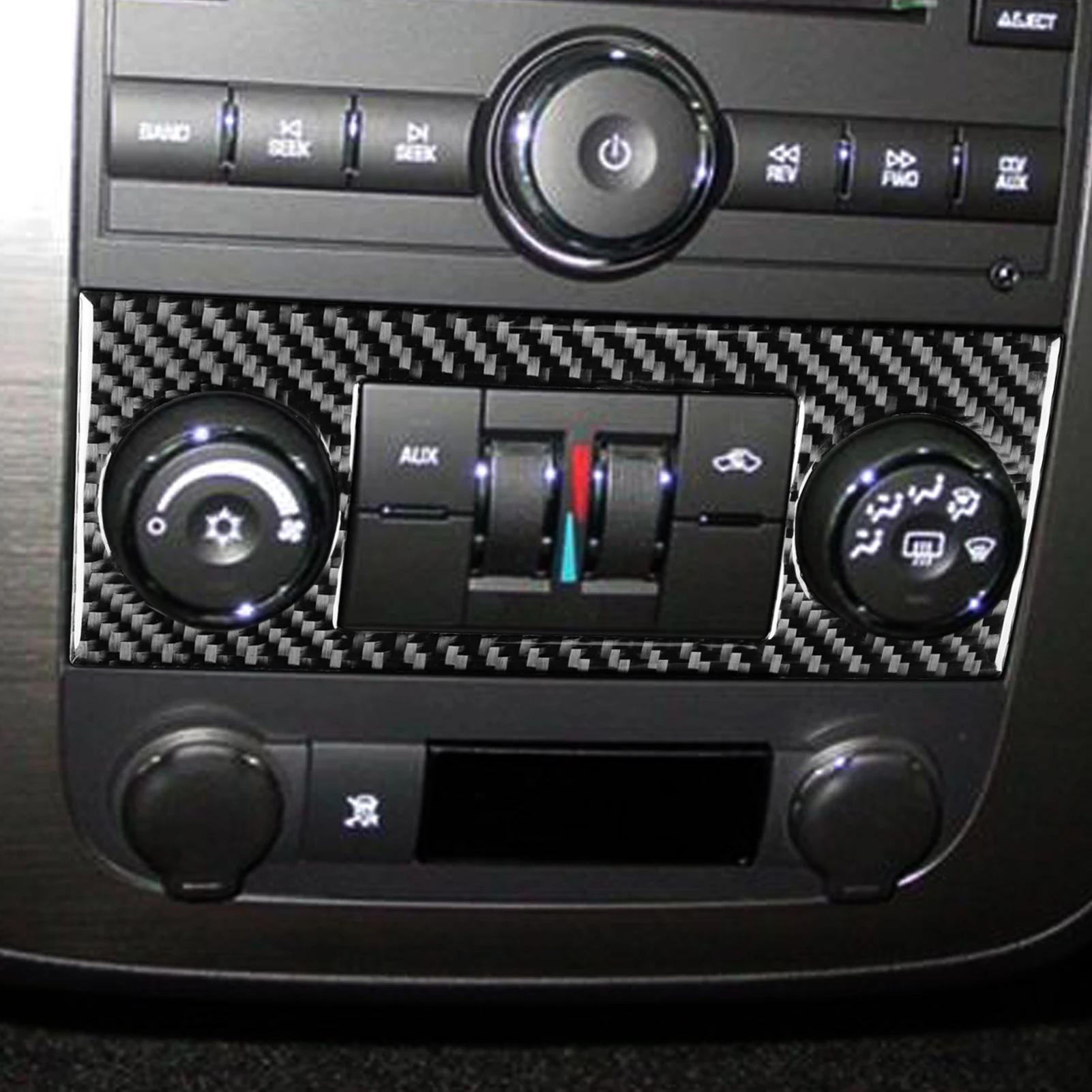 For Chevrolet Silverado Tahoe GMC Avalanche LTZ Sierra SLT Carbon Fiber Air Conditioning Control Panel Trim Car Interior Sticker