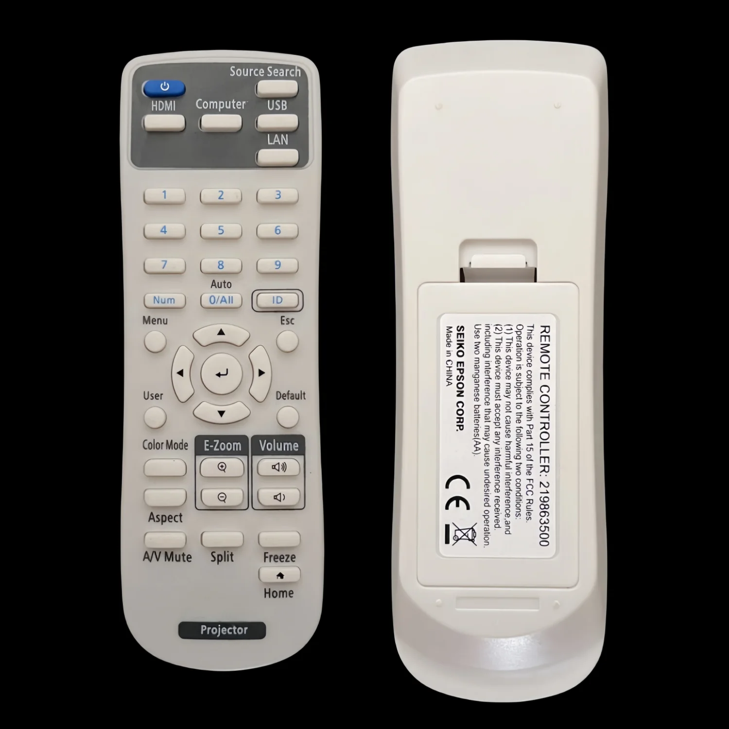 

219863500 Пульт дистанционного управления для проектора Epson EX3280 EX5280 EX9230 VS260 EB-992F EB-982W EB-972 EB-118 EB-W49 EB-X49 EB-E20