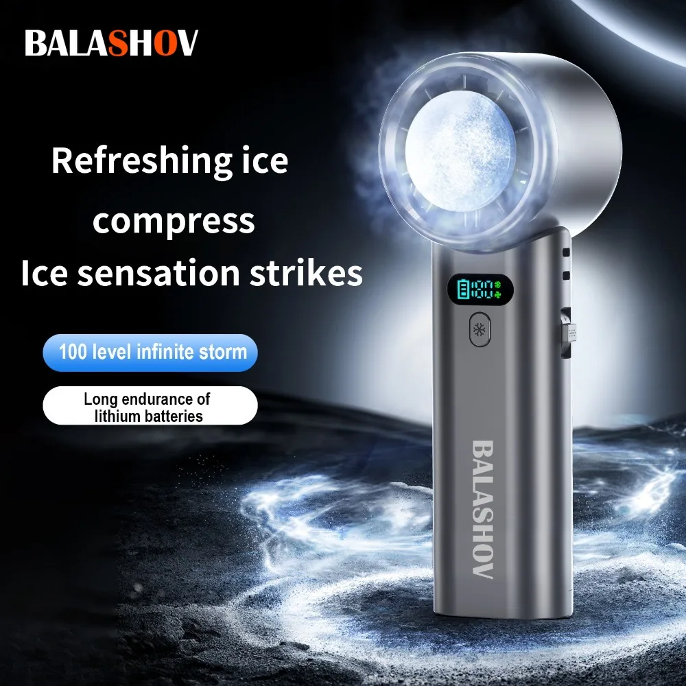Ventilateur portatif à compresse de glace de grande capacité 5200 mAh, rechargeable par USB, doublement pliable, mini ventilateur de poche personnel à vent froid, faible bruit, batterie longue durée, petit ventilateur pour l'extérieur, les voyages, le camping, la randonnée, le sport, le pique-nique, la plage, le bureau, ventilateur de refroidissement portable