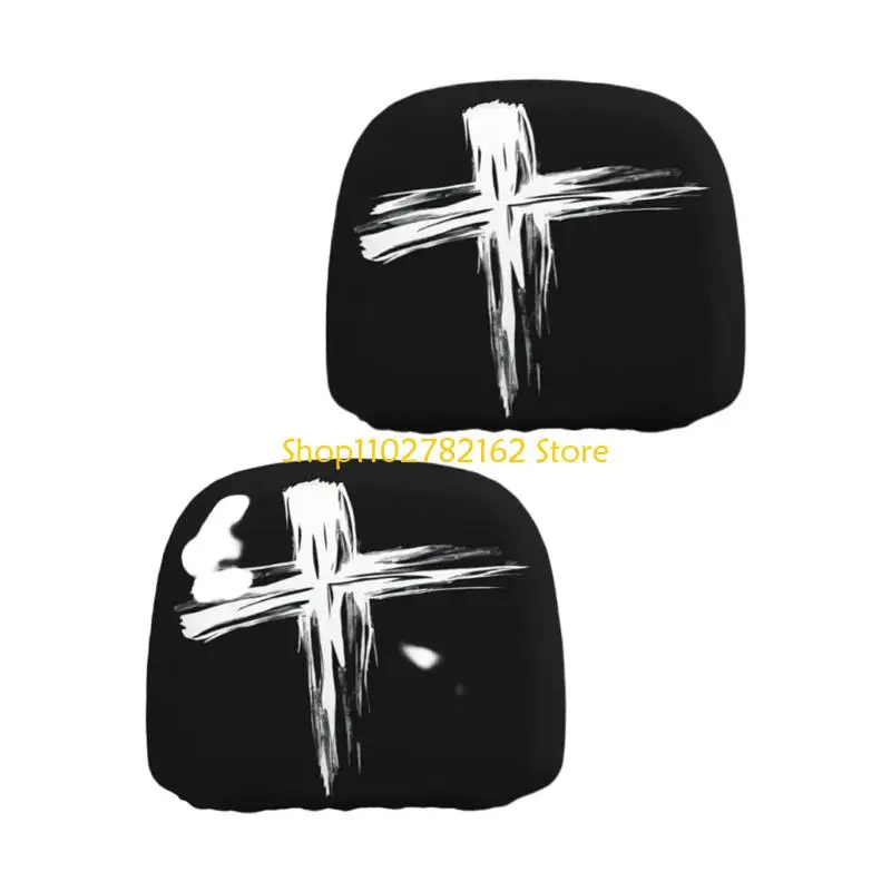 

547B Universal Car Headrest Covers Halloween Skull Design Soft Polyester Protector