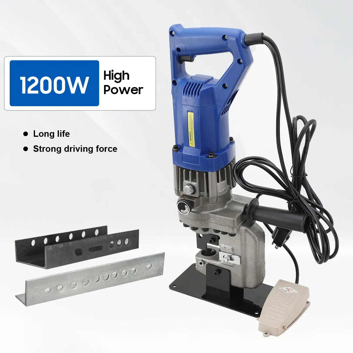 

1200W Electric Hydraulic Punching Machine 110V Angle Iron Channel Steel Puncher Handheld Copper Aluminum Plate Fast Punch Tool
