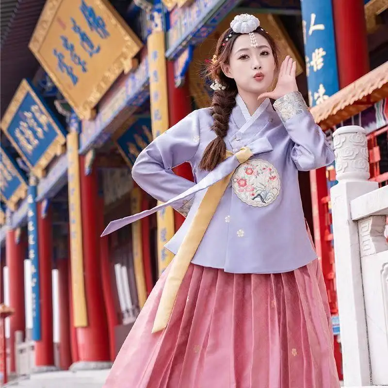 

Vintage Court Style Hanbok Women's Traditional Korean Dress Yanji Travel Wedding Stage Performance Suits Asian Cosplay Hanboks