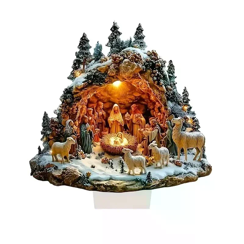 2D elegante Acryl-Weihnachtsdekoration, Schneehäuse und Rentierszene, Heimbüro-Ornamente, festlich, warm, Party-Geschenk, Foto-Requisiten