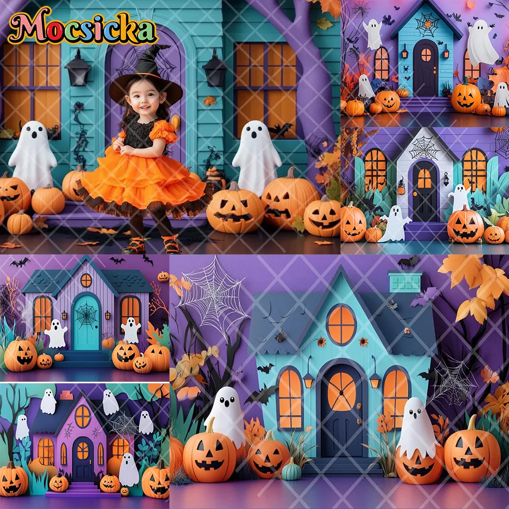 Mocsicka Fotografie Hintergrund Halloween Weißer Geist Kürbis Dekoration Kinder Urlaub Party Supplies Hintergründe Für Fotos