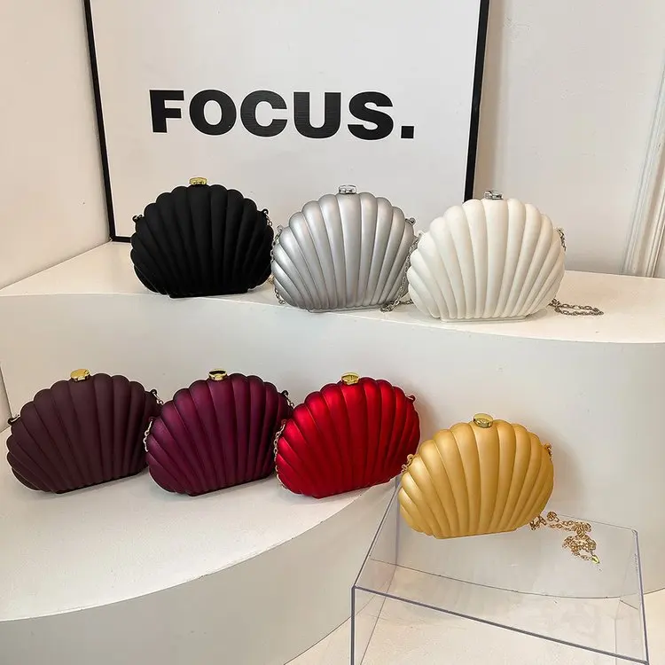 

French Retro Frosted Shell Bag Conch Banquet Box Elegant Versatile Phone Clutch Crossbody Small Bag
