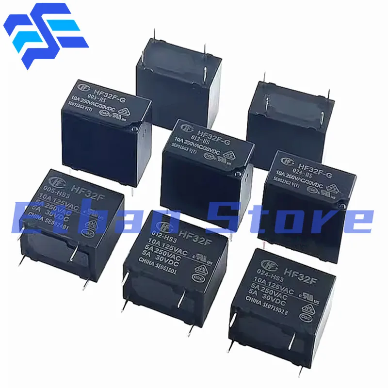 50 Uds relé de potencia JZC HF32F 005 009 012 024 HS3 JZC 32F-G 005 012 024 HS HF32F-G-005 012 HST 4Pin 5A 10A HF32F-G-012-HS