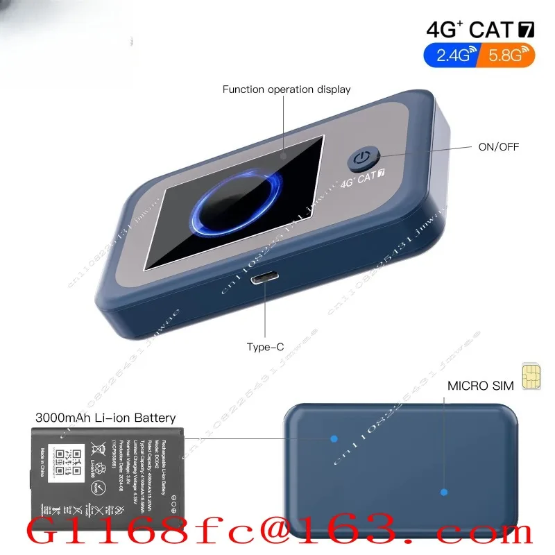 Dual Band Portable 4G LTE WiFi Hotspot 300Mbps 2.4GHz 5.8GHz Wireless 1200Mbps 4G+ Router