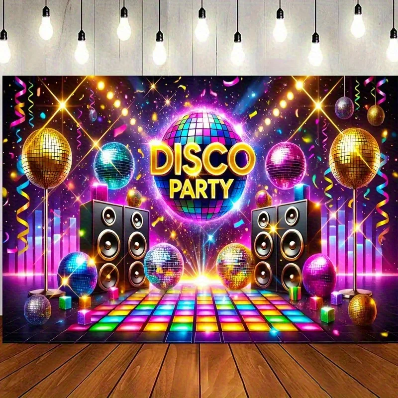 2D-Flachbanner, übergroßer Neon-Disco-Party-Wandteppich – Wanddekoration mit geometrischem Muster im Retro-Stil der 80er Jahre, geeignet für Schlafzimmer