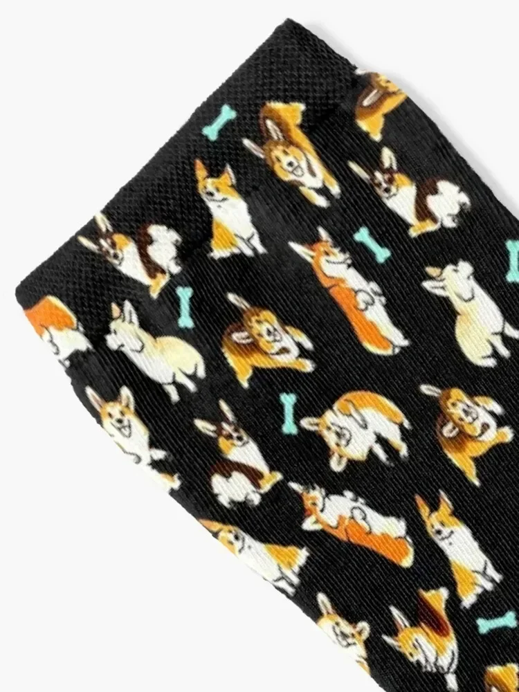 Jolly corgis in Black Socks ankle hip hop fashionable Running Socks Girl Men's