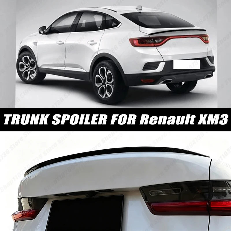 120CM Glossy Black Soft Rubber Universal Rear Trunk Spoiler 5D Carbon Look Tail Wing Fit For Renault XM3 Car Accessories