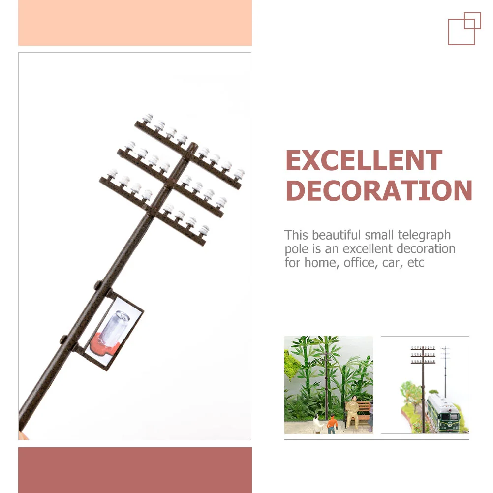 3 Pcs Rural Micro Landscape Garden Child Decor Telegraph Poles DIY Model Abs Microlandscape Supply