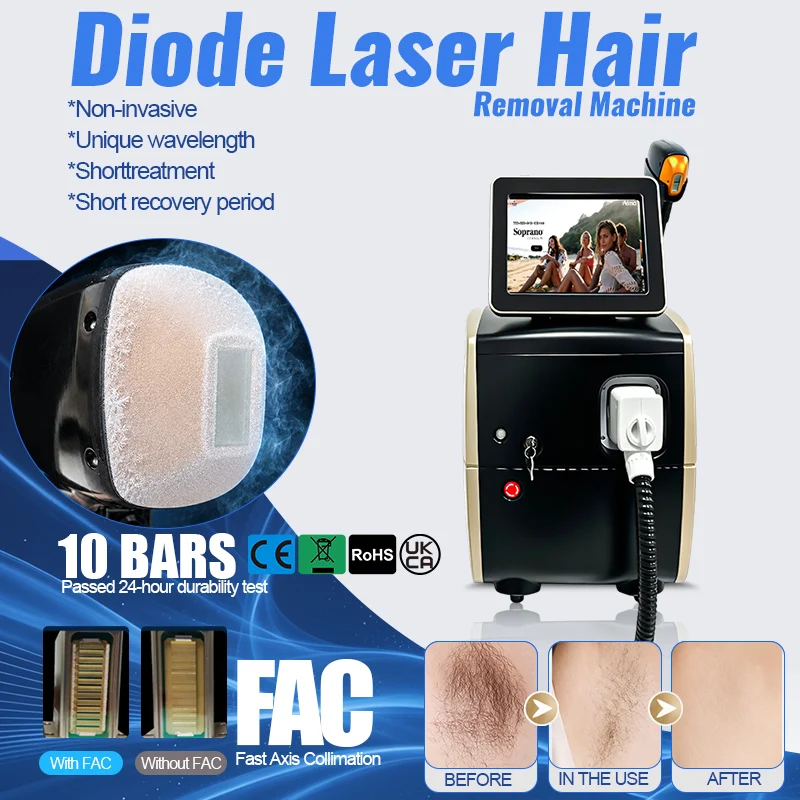 5 Wavelength Diode Laser Hair Removal Machine FAC Technology Genuine Sapphire Ice Cooling Painless Permanent Hair Remover Salon