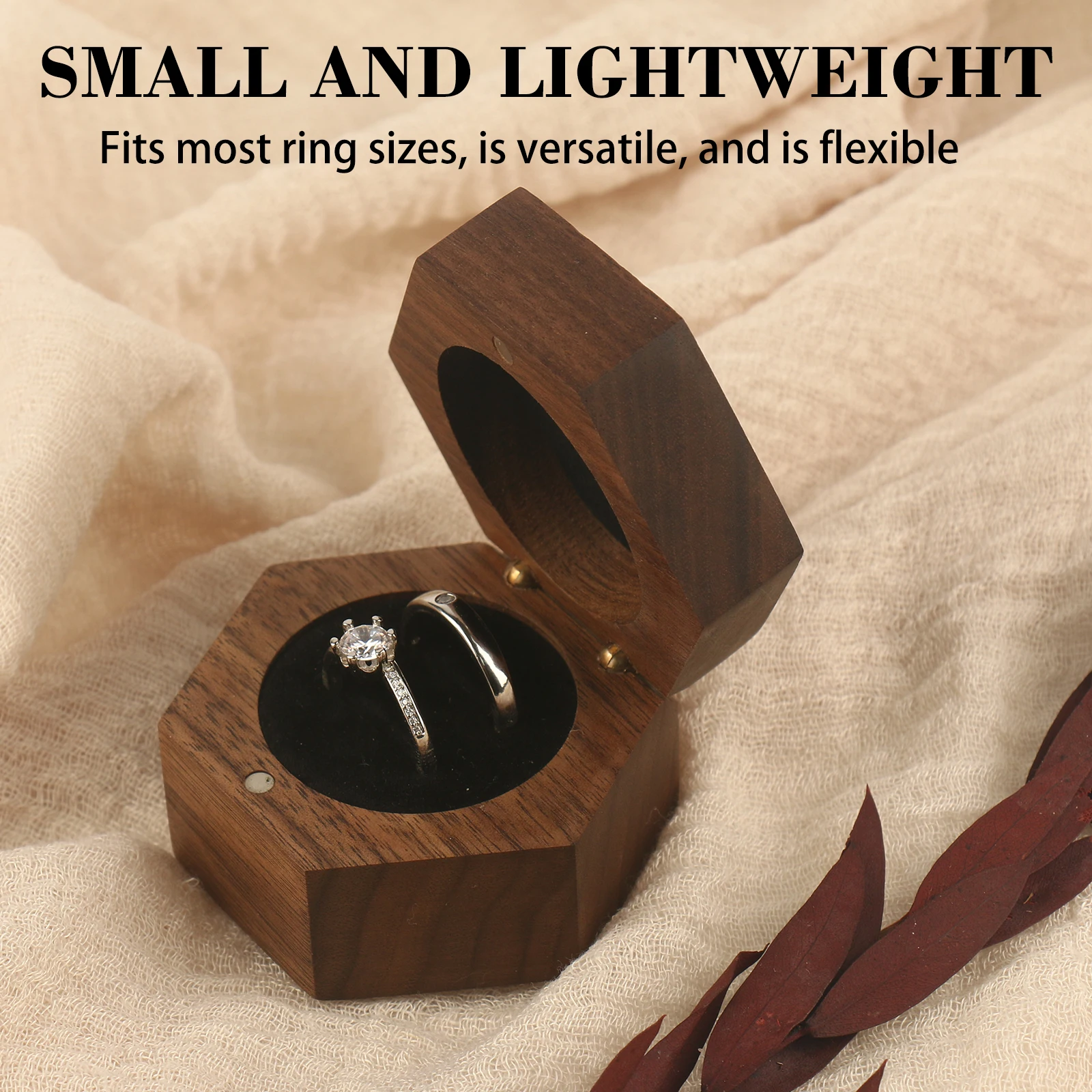 

YOYAI Engraved Wooden Ring Box Vintage Proposal Hexagonal Walnut Wood Wedding Gift Anniversary for Boy Girl Friend Wife Husband