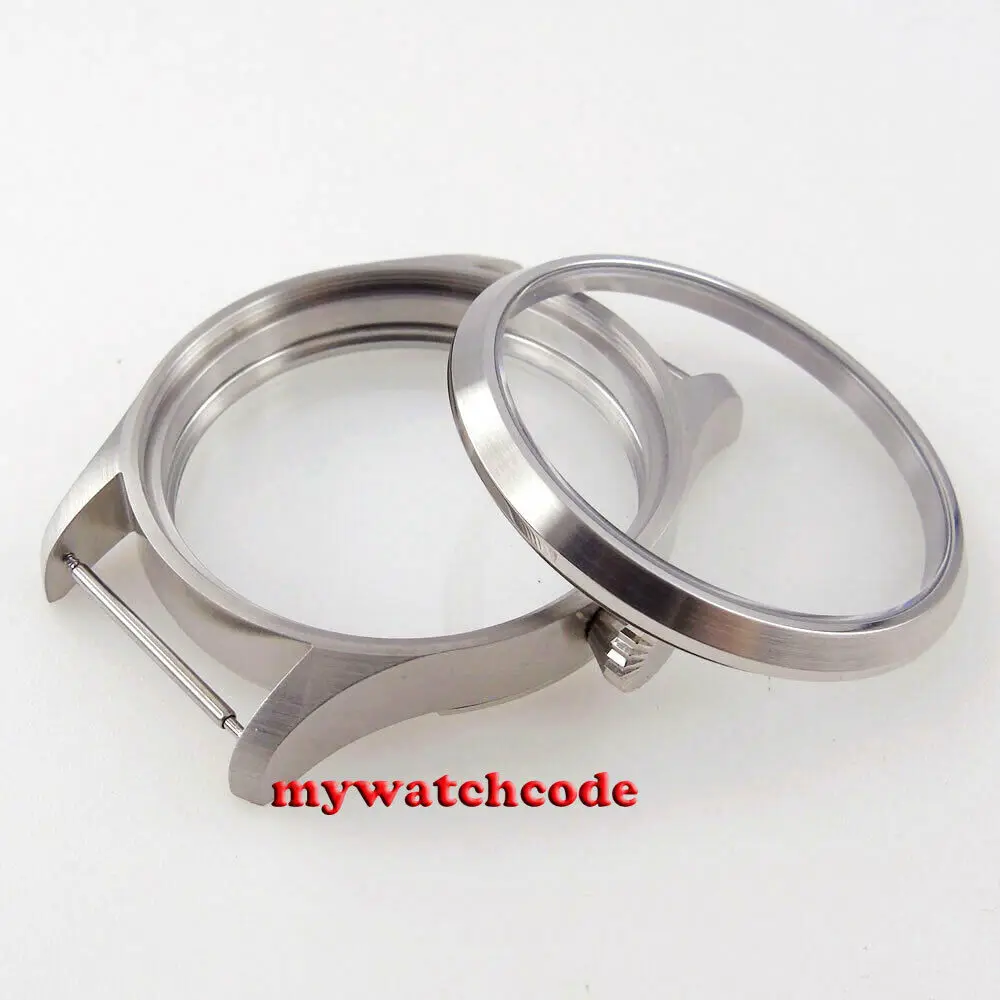 Brushed 316L Stainless Steel Sapphire glass 42mm 316L Steel Watch CASE Fit Eta 6498 6497 3600 3620 Movement