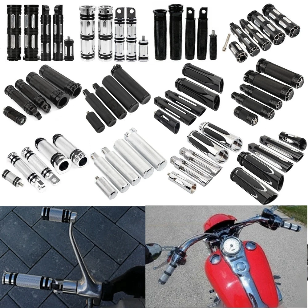 

1"/25mm Motorcycle Universal Handlebar Grips Foot Shifter Pegs For Harley Sportster Dyna Softail Touring Road King Electra Glide